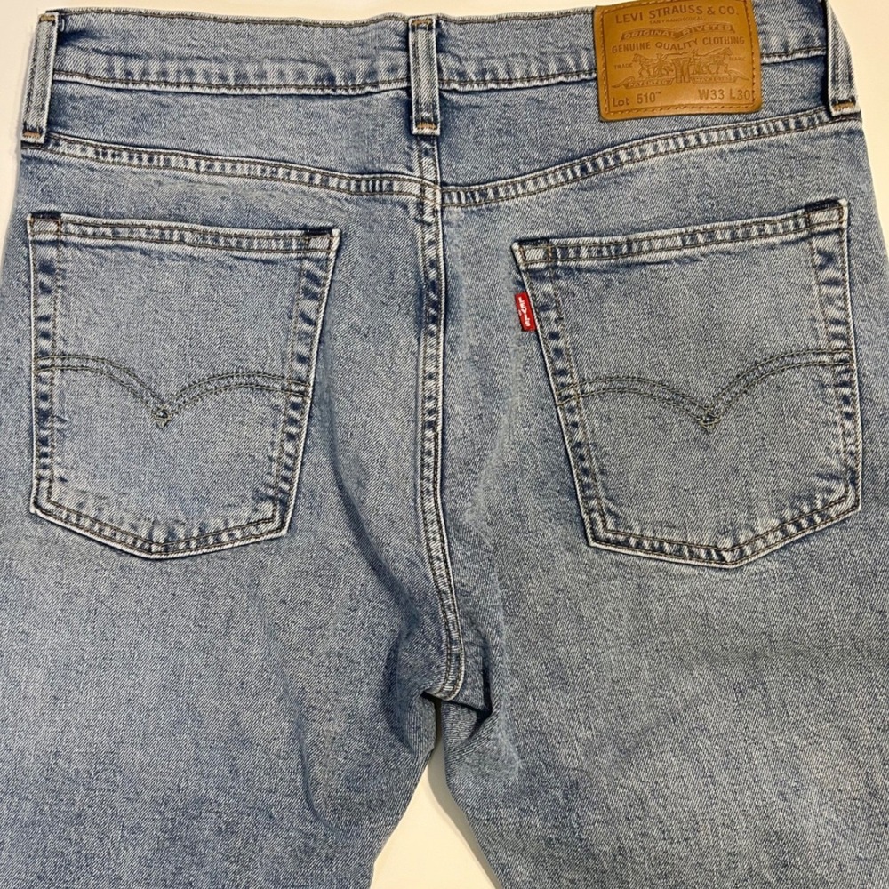 Levis 510 Skinny Fit Jeans Mens W33 L30‎ Light Blue Denim Premium - Picture 5 of 10